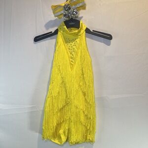 Weissman Dance costume yellow sassy fringe MC Spice Up Your Life Custom Clip Med